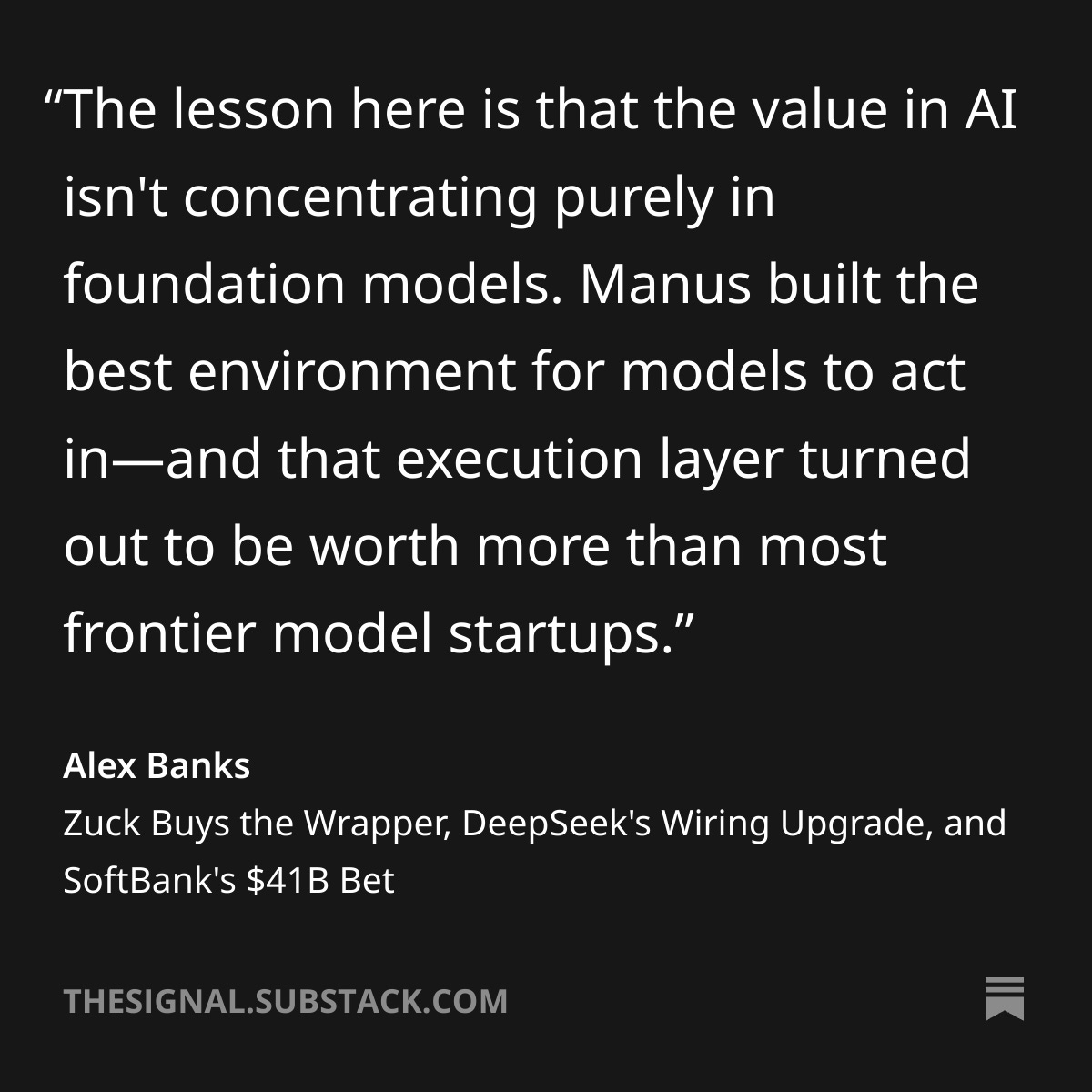 Meta has acquired Manus for over $1 billion, bringing one of the leading autonomous AI agents into the fold to power Meta AI across consumer and business products.

Read more: thesignal.substack.com/p/zuck-buys-th…