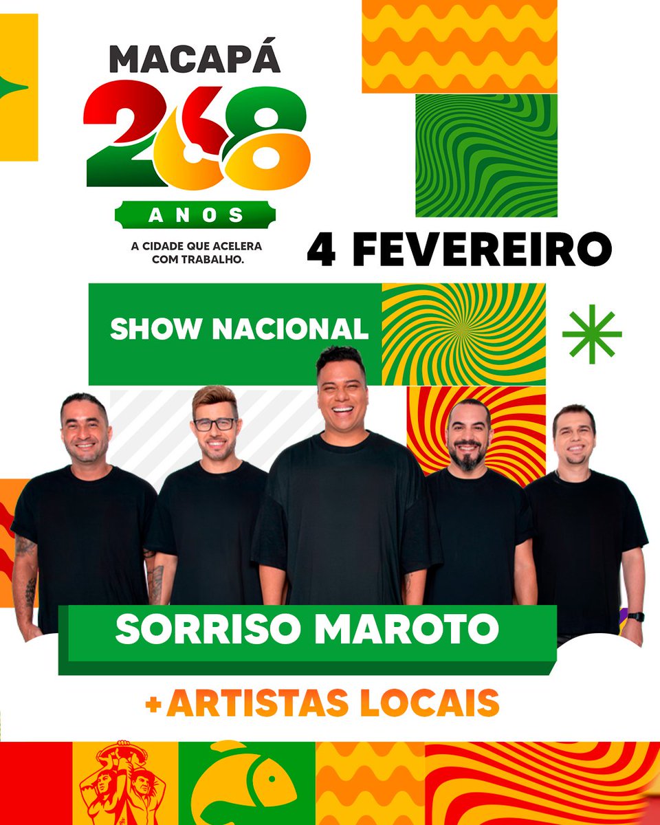 prefmacapa's tweet photo. O segredo foi revelado! 🎤👑

Sorriso Maroto desembarca em Macapá dia 4/02, na Praça Jacy Barata, pra celebrar os 268 anos da cidade.

Macapá acelera com trabalho e comemora com a alegria de uma população que merece o melhor!

Prepare o gogó e vem cantar os sucessos!❤️ https://t.co/D5mMuufeMb
