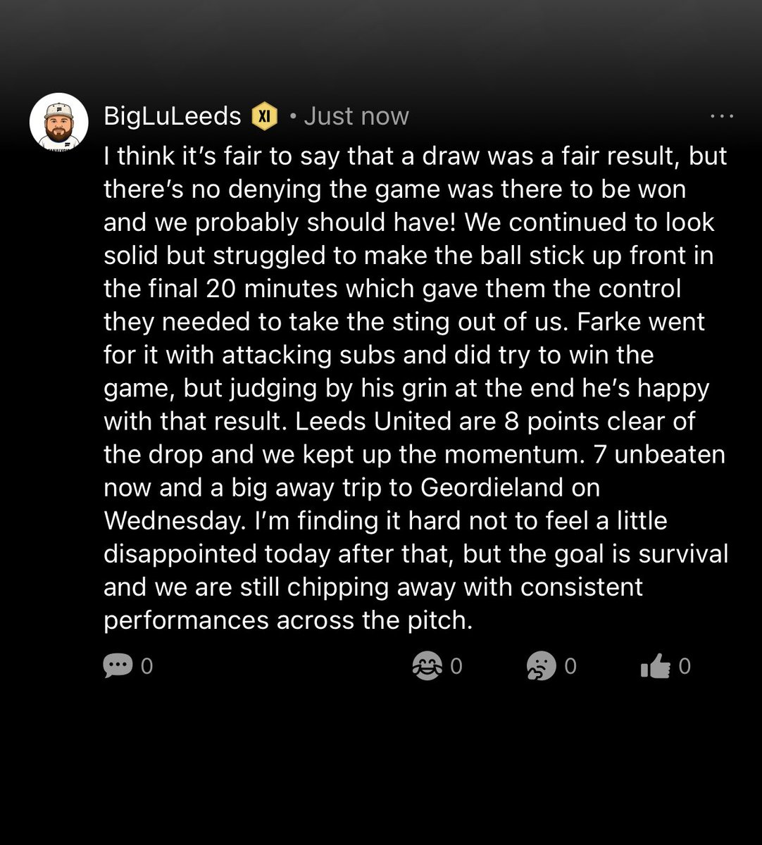 Biglucoops's tweet image. Fair result in the end, but it was there to win. 8 clear of the drop and we are very solid. 
#LUFC @Fanalysisapp #Fanalysis