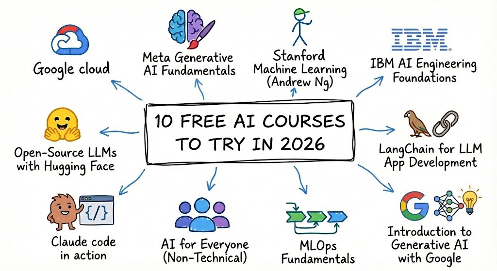 Abantu mwakomeje kunsaba amasomo mwakwiga muri uyu mwaka wa 2026, nifuje kubasangiza amasomo 10 y'ubuntu (Free Courses) kuri AI(Artificial inteligence): 

1. Google AI Essentials coursera.org/learn/google-a… 

2. Meta Generative AI Fundamentals coursera.org/learn/generati… 

3. Stanford