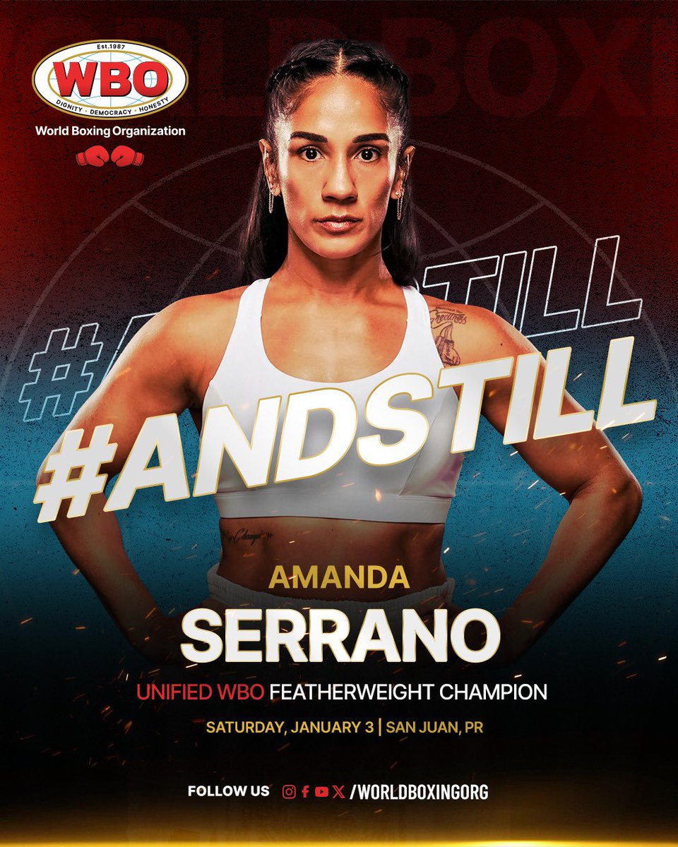 WorldBoxingOrg's tweet image. Amanda Serrano stands as a powerful symbol of the dedication, courage, and resilience of the Puerto Rican and Latina woman. Her journey in boxing represents far more than titles—it reflects sacrifice, discipline, and an unbreakable will to push boundaries in a sport that…
