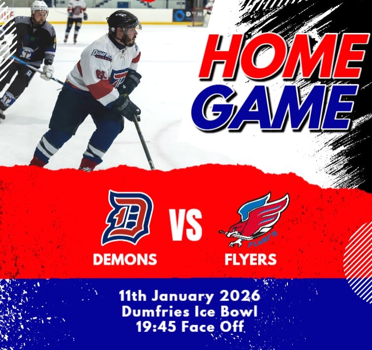 Kicking Off 2026!

The Demons return to home ice on Sunday the 11th of January when they welcome the Irvine Flyers to Dumfries Ice Bowl in what should be a tough battle. 

🗓️ Sunday 11th January 2026
⏰ 7:45pm
📍 Dumfries Ice Bowl
🆚 Irvine Flyers
🎟️ Free Entry