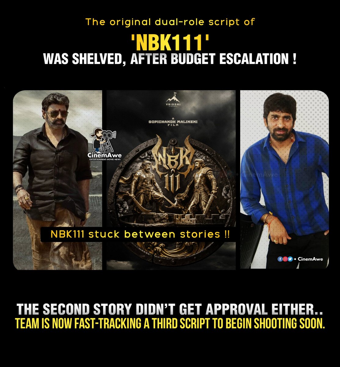 CinemAwe_'s tweet photo. #NBK111 in Rework Mode!! 

#BalaKrishna #GopichandMalineni https://t.co/G6CJ0NXaoG