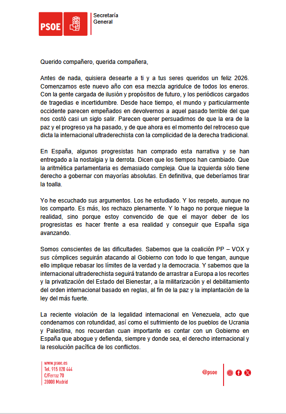 PSOE's tweet photo. Los progresistas tenemos el deber moral de luchar por el progreso especialmente cuando el progreso está en peligro.

Convicción, cabeza alta, valentía y determinación para seguir avanzando con un gobierno progresista cuya acción le sienta bien a España.

📝Carta de @sanchezcastejon a la militancia ⤵️

https://t.co/OrtbAiNIW2