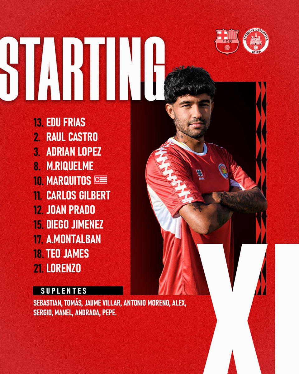 Nuestro XI inicial, ¡a por todas! 💥
BARÇA ATLÈTIC 🆚 SD IBIZA  

#vamoscontodo #sadeportiva