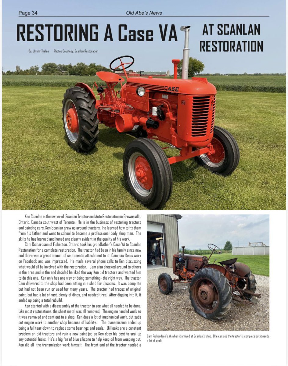 ScanlanTractor's tweet image. Nice article on Old Abe News on the Case VA we restored