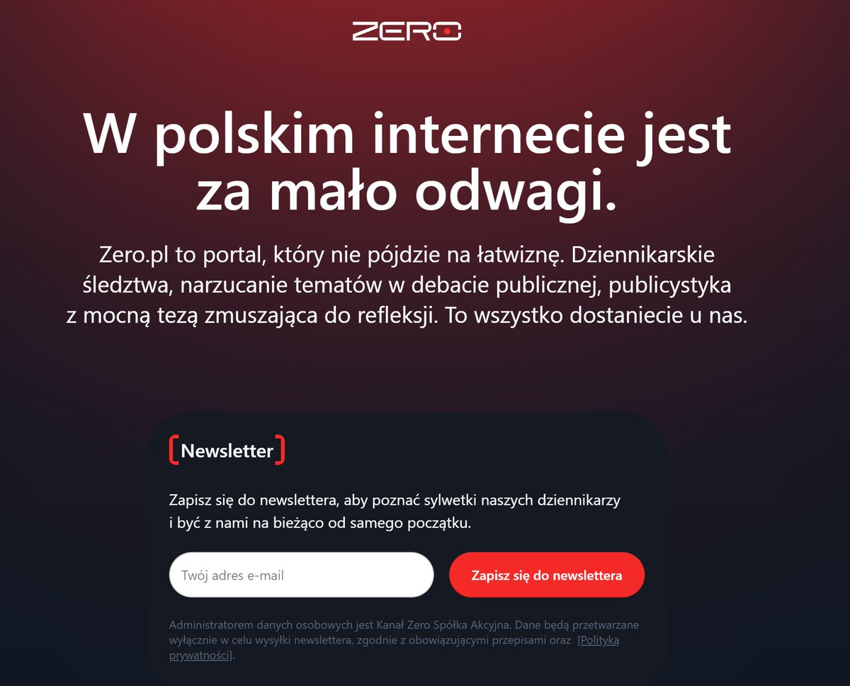 Jeżeli jesteście ciekawi projektu zero.pl, to zachęcam do zapisu na newsletter. W najbliższych dniach będzie kilka ciekawostek  ;)