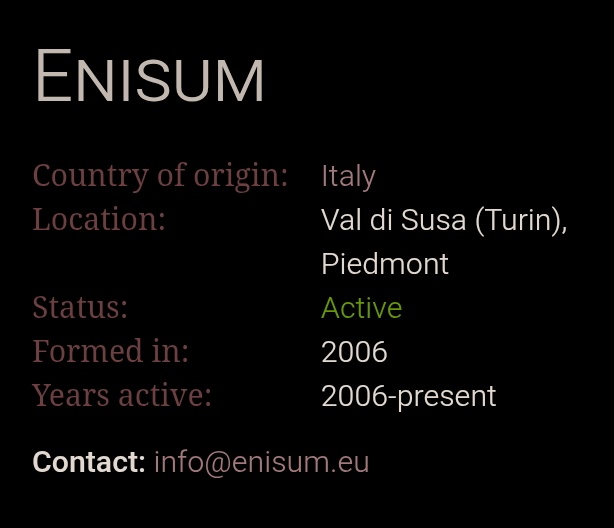 today I TIL, enisum tu dari arpitania tepatnya turin, pantes lagunya soal puncak² alpen atau aer chiusella--w kira black metal pegunungan mana tau

benissimo. setelah 10 th, gemanya sampai ke kuping w di bekasi; setelah ga banyak kabar bagus dari turin
#xtremeinfo #faktageografi
