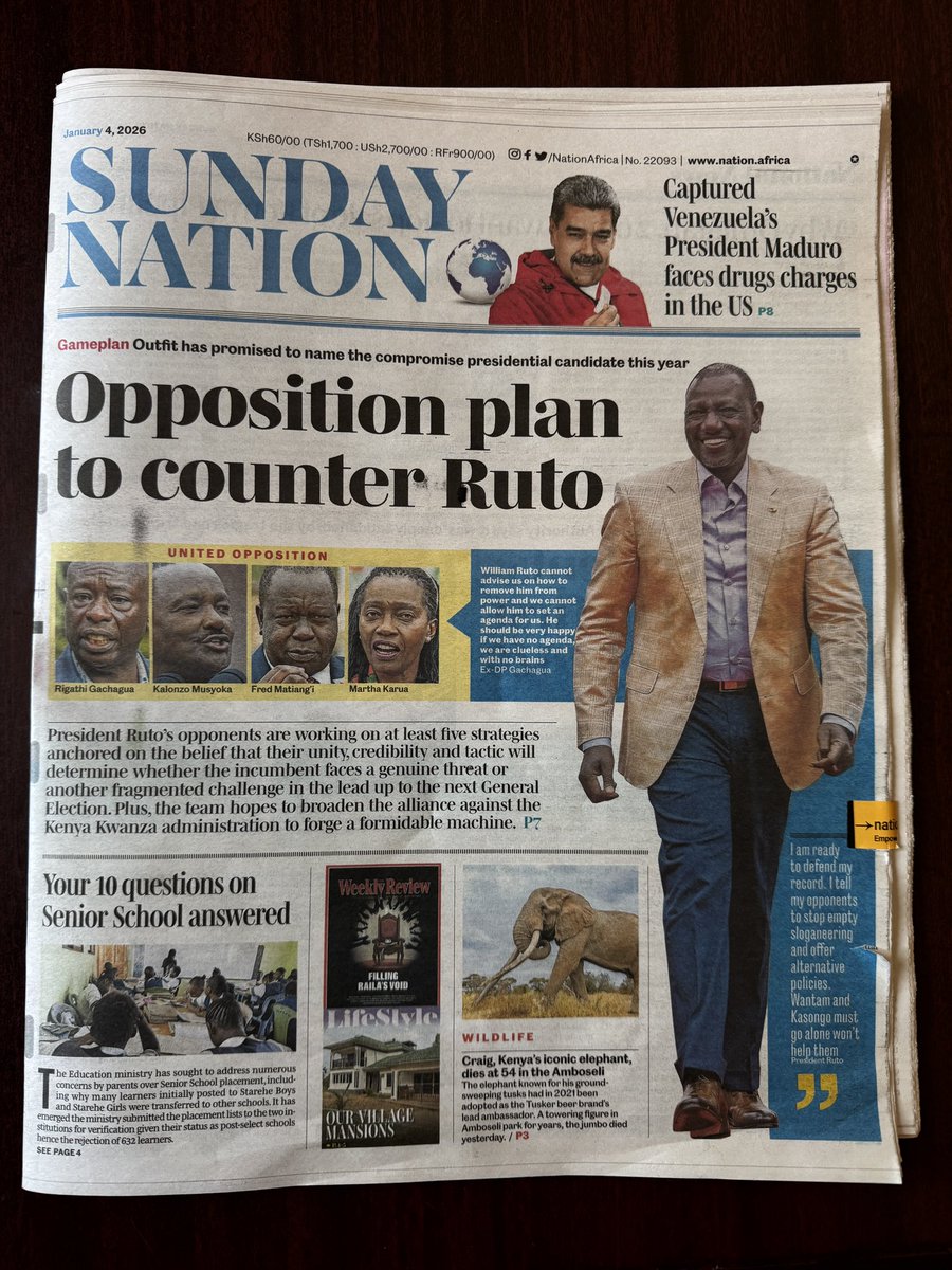 AnganaKeith's tweet image. First #SundayReaday of 2026.
Wacha tuone gazeti inasemaje.