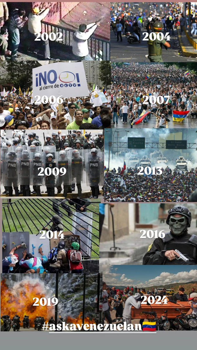 Hice un compilado de DIEZ años de crisis durante el chavismo y tuve que dejar por fuera 6 años más repletos de violencia política y violaciones de derechos humanos.

Le hemos echado un camión de bolas 🇻🇪

Que nadie te ningunee tu lucha por ser libre.
