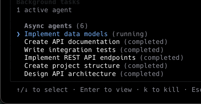 async agents list ui