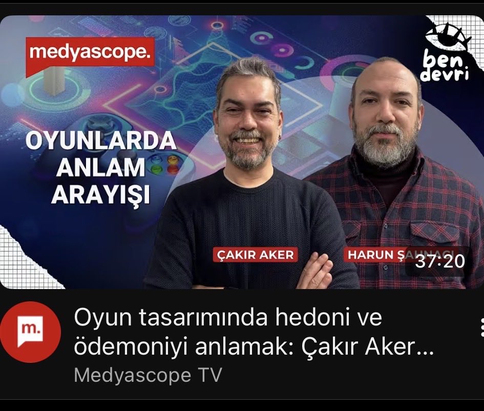 Oyun ve anlam üzerine Medyascope’ta yaptığımız sohbet yayında! 

youtu.be/1rZW59nA68w?si…