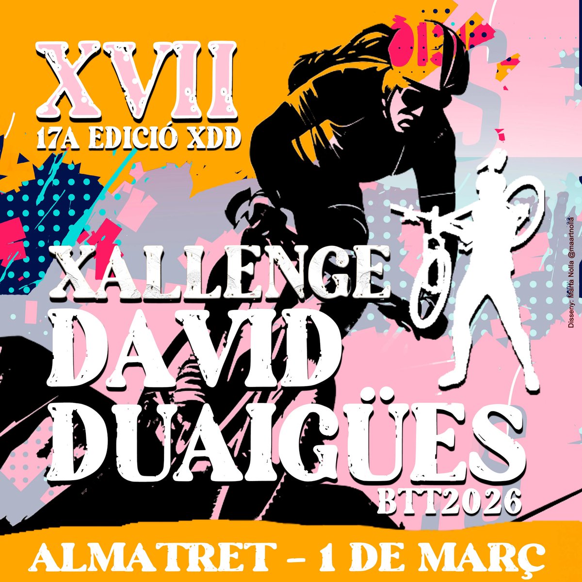 Us esperem a la XVII Xallenge David Duaigües - 1 🅳🅴 🅼🅰🆁ç

INSCRIPCIÓ OBERTA. 
Enllaç BIO - Perfil
Atenció! Preu per trams. Ara més barat que mai.

#almatret #ccealmatret #xdd2026 #17XDD #xallengedavidduaigües <a href="/Almatret/">Ajuntament d'Almatret</a> <a href="/DiputacioLleida/">Diputació de Lleida</a>

Disseny cartell Marta Noya.