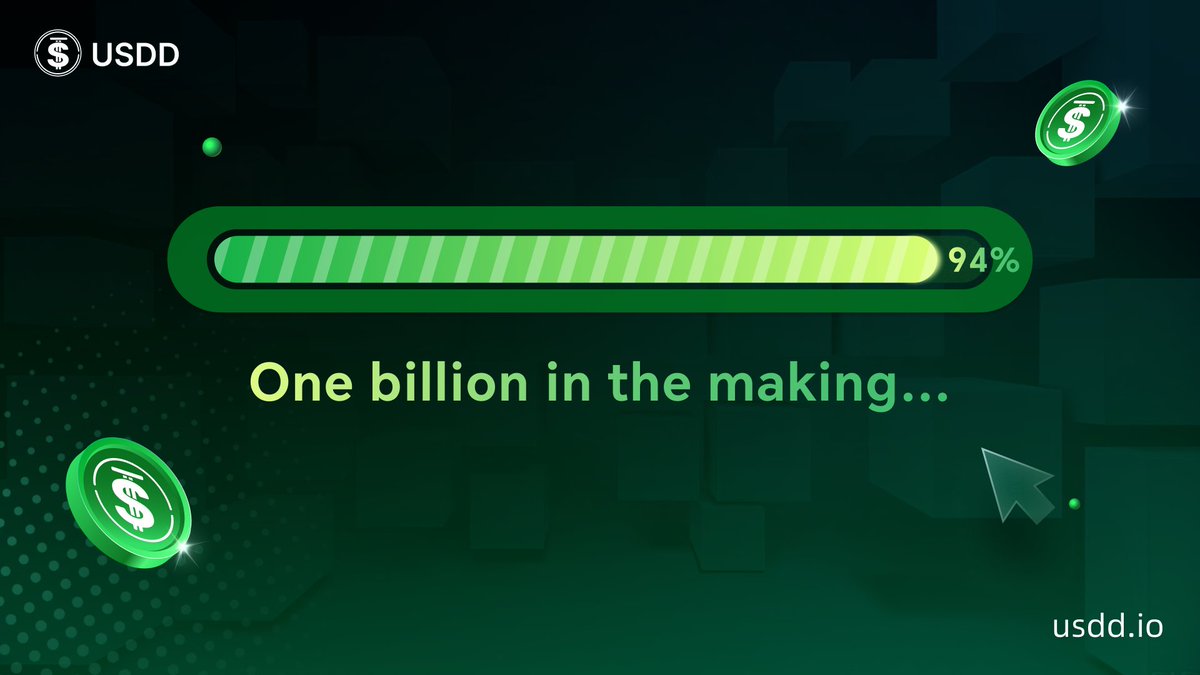 🎯 Guess Time!

🚀 First good news of 2026: USDD TVL has just hit a new high — $940M+, completing 94% of our $1B goal!
🎁 We’re giving away $50 in USDD!

Now the question is 👇 
Will USDD reach $1B TVL within ONE week?

🔮 Make your guess: 
A. Yes  
B.  No

How to join:
✔️ Follow