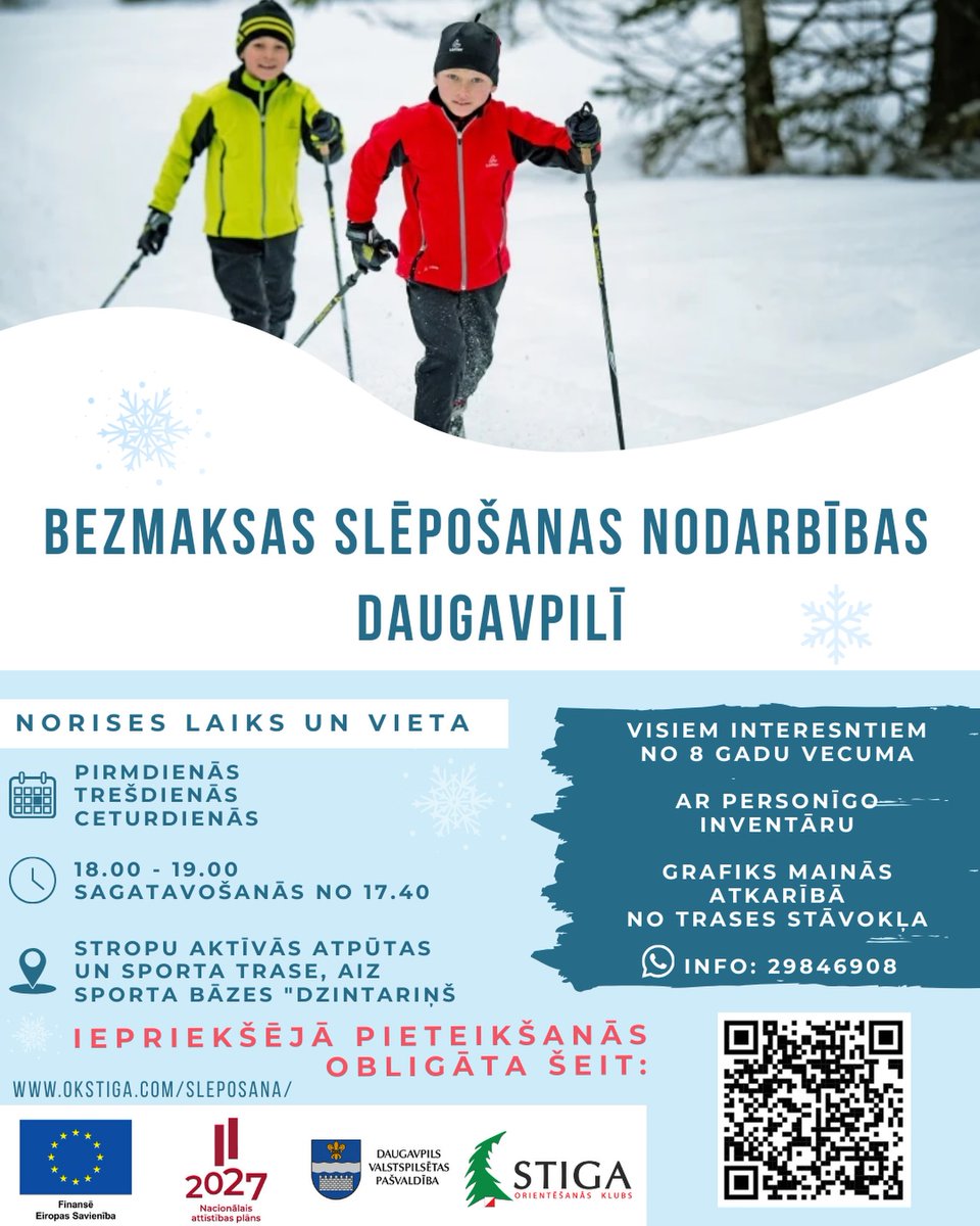Iespēja pieteikties bezmaksas slēpošanas nodarbībām 🙂👏
#daugavpils #visitdaugavpils #daugavpilsevents #kodarītdaugavpilī #daugavpils2026 #aktualitātes #ziema #janvāris