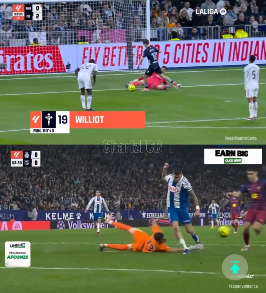 FCBCharlz's tweet image. Scenes that got Courtois thinking he was Joan Garcia. I'm still here😭