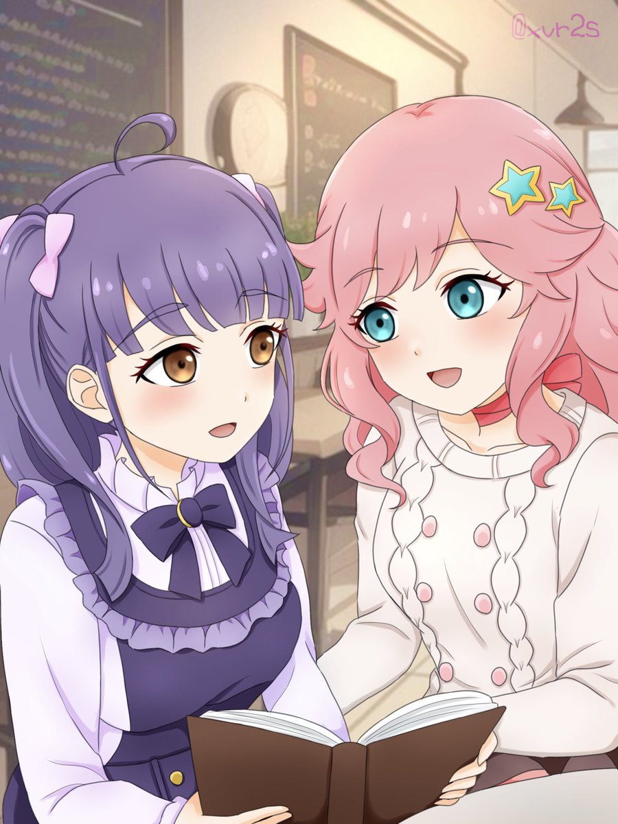 xvr2s's tweet image. 福井サテライト校、Mi×Nori=Teaの2人🩷💜
生放送で「あーん」してたり、関係性が出来上がってるよね🥹✨

花火・玲ペアと打って変わって 丸さ(顔、髪の形、瞳とか)意識しました❣️
#いきづら絵部