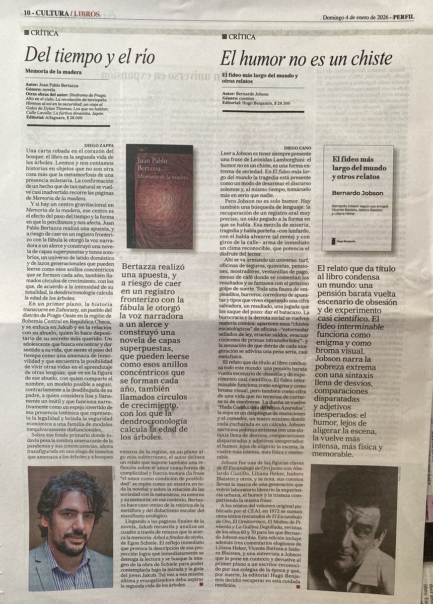 Reseñé para Perfil el libro de cuentos de Bernardo Jobson: El fideo más largo del mundo y otros relatos.
Pasen y lean! 💎🙌🏻

perfil.com/noticias/amp/c…

Salió junto a la reseña del libro de <a href="/JPBertazza/">JPB</a> por <a href="/dzappa68/">Diego Zappa</a> 💎🙌🏻