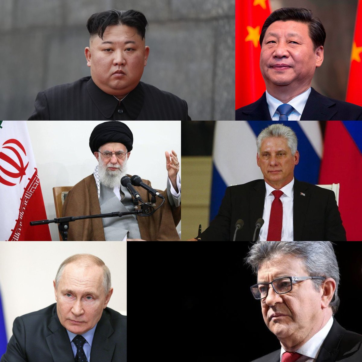 LBleuBlancRouge's tweet image. Ils ont tous demandé la libération immédiate du dictateur vénézuélien Nicolas Maduro : 

🇰🇵 Kim Jong-Un (Corée du Nord)
🇨🇳 Xi Jinping (Chine)
🇮🇷 Ali Khamenei (Iran)
🇨🇺 Miguel Diaz-Canel (Cuba) 
🇷🇺 Vladimir Poutine (Russie) 
🇲🇾 Ibrahim Ismail (Malaisie)
 
Tous sont des dictateurs.…