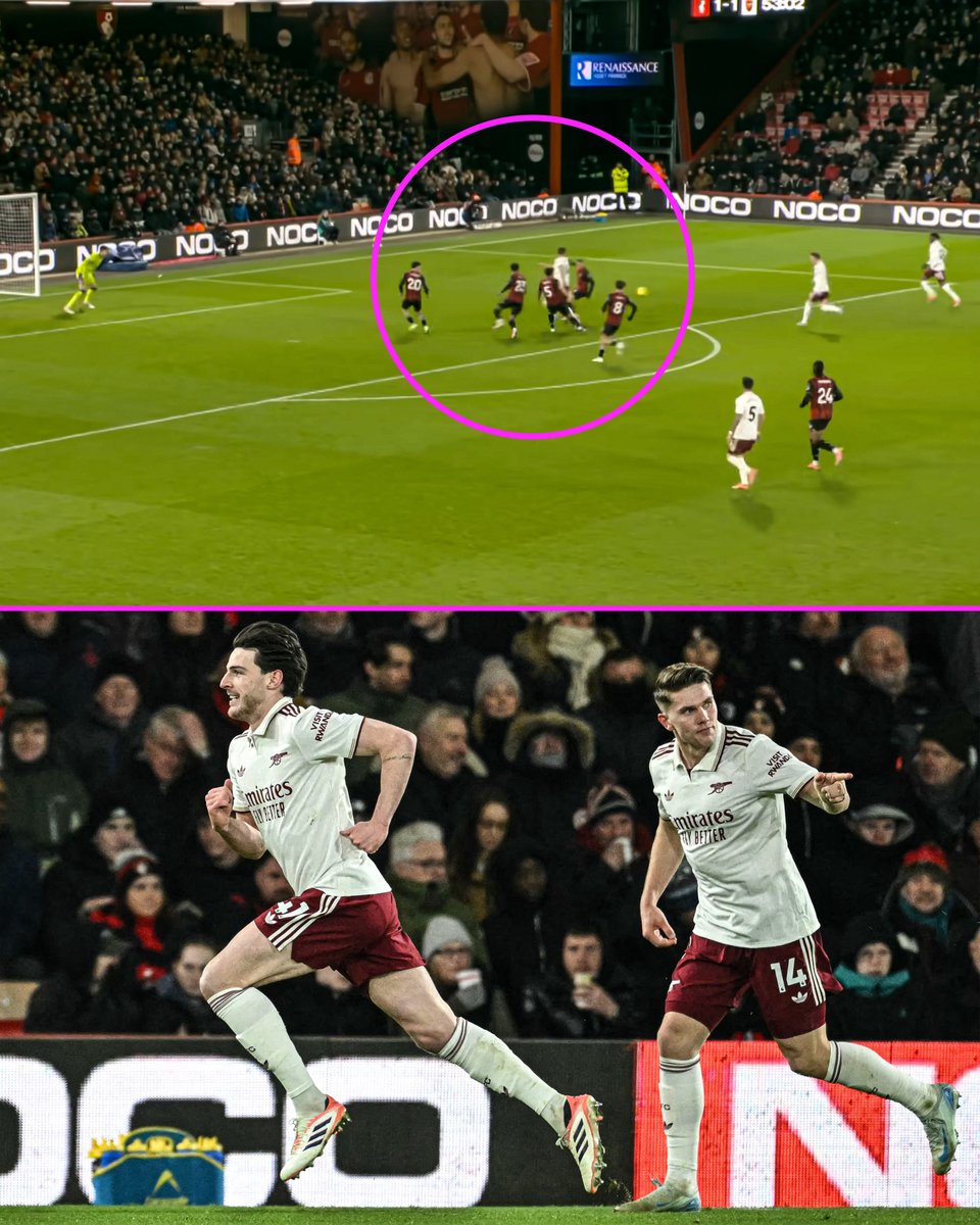 footballontnt's tweet image. Viktor Gyökeres pulled FIVE Bournemouth players with him in the build-up to Declan Rice's first goal 👀