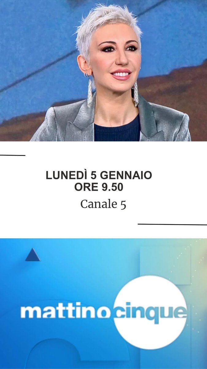 EliAl73's tweet image. Se volete, vi aspetto domani 5 gennaio alle 9,50 a #Mattino5 su #Canale5