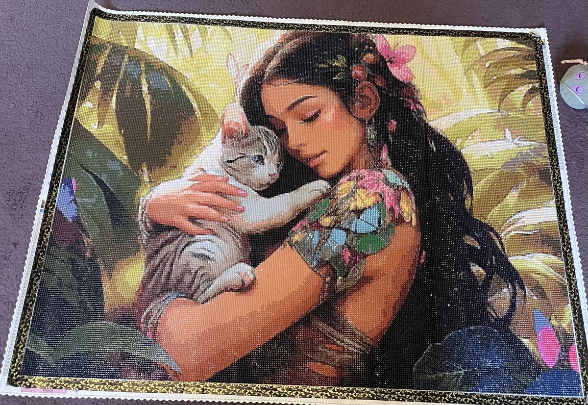 Rowiey_Official's tweet photo. Starting my 2025 throwbacks with a very special piece! 🌺🐾I completed this as part of the Finira Event hosted by The One With The Diamond Art 
Gentle Love by Finira from The One With The Diamond Art 💎
60x80cm Round + ABs ✨
#diamondpainting #theonewiththediamondart https://t.co/WJvBxaOXma
