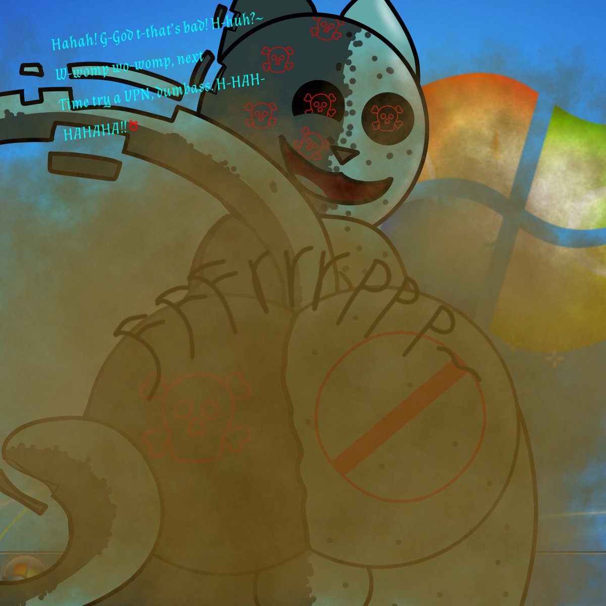 Agassyfurryboi's tweet photo. Oh no! Looks like your computer got a virus… and man does it smell bad~ https://t.co/xjmFxJzY8M