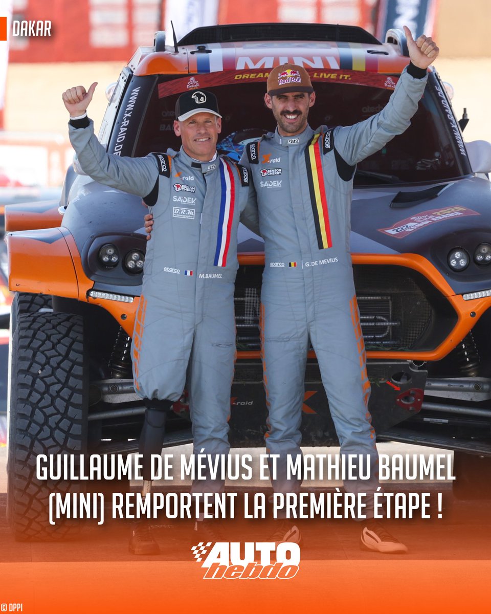 La première victoire d'étape sur le #Dakar2026 revient à Guillaume de Mévius et Mathieu Baumel !

🔗 autohebdo.fr/actualites/aut…