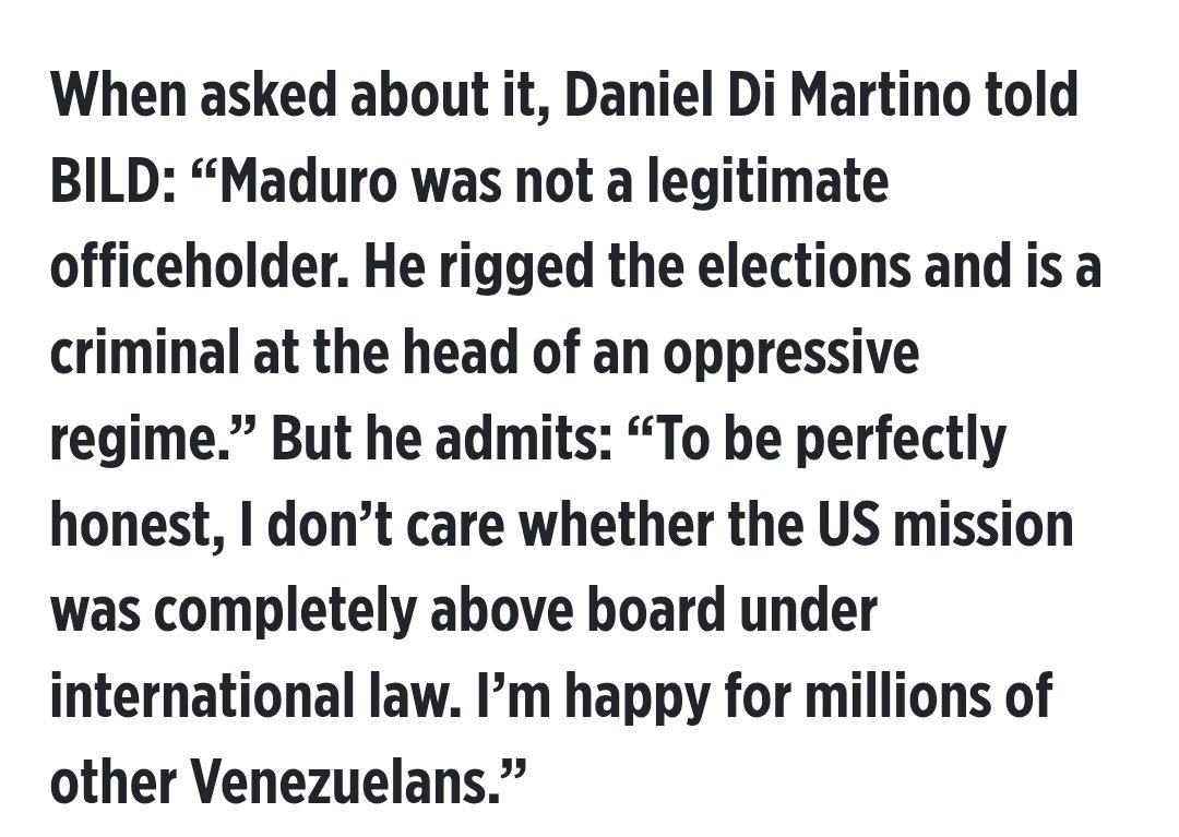 TODAY on Germany's largest media outlet:

College professor: mAdUrO hAs iMmUnItY uNdEr "iNtErNaTiOnAl lAw"

Me: To be perfectly honest, I don't care 😎

Thank you Donald 🤙🏻🇺🇸 Fireball