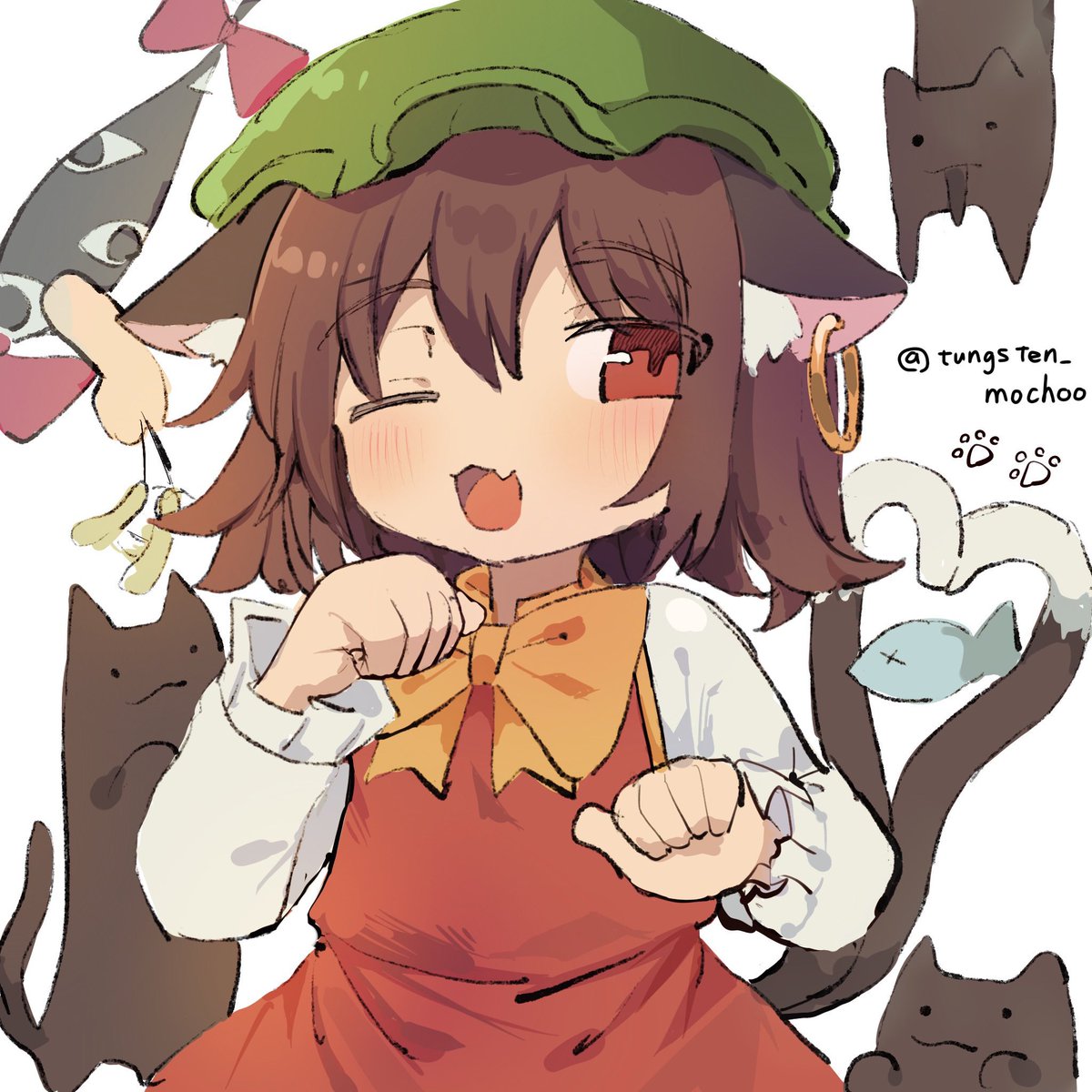 tungsten_mochoo's tweet image. ちぇんにゃんだよ🐱リメイクしたい