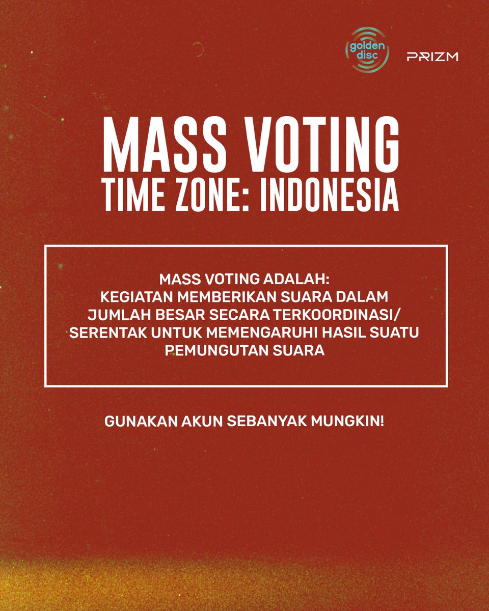 MASS VOTING FOR JIN ON GDA
Timezone: Indonesia🇮🇩

INDOMY, menjelang voting GDA ditutup, yuk kerahkan semua yang bisa kita lakukan untuk Seokjin memenangkan Award ini.
Berikut jadwal MASS VOTING for JIN

Part 1
4 Januari 2026
19.00 WIB | 20.00 WIT | 21.00 WITA

PART 2
5 Januari