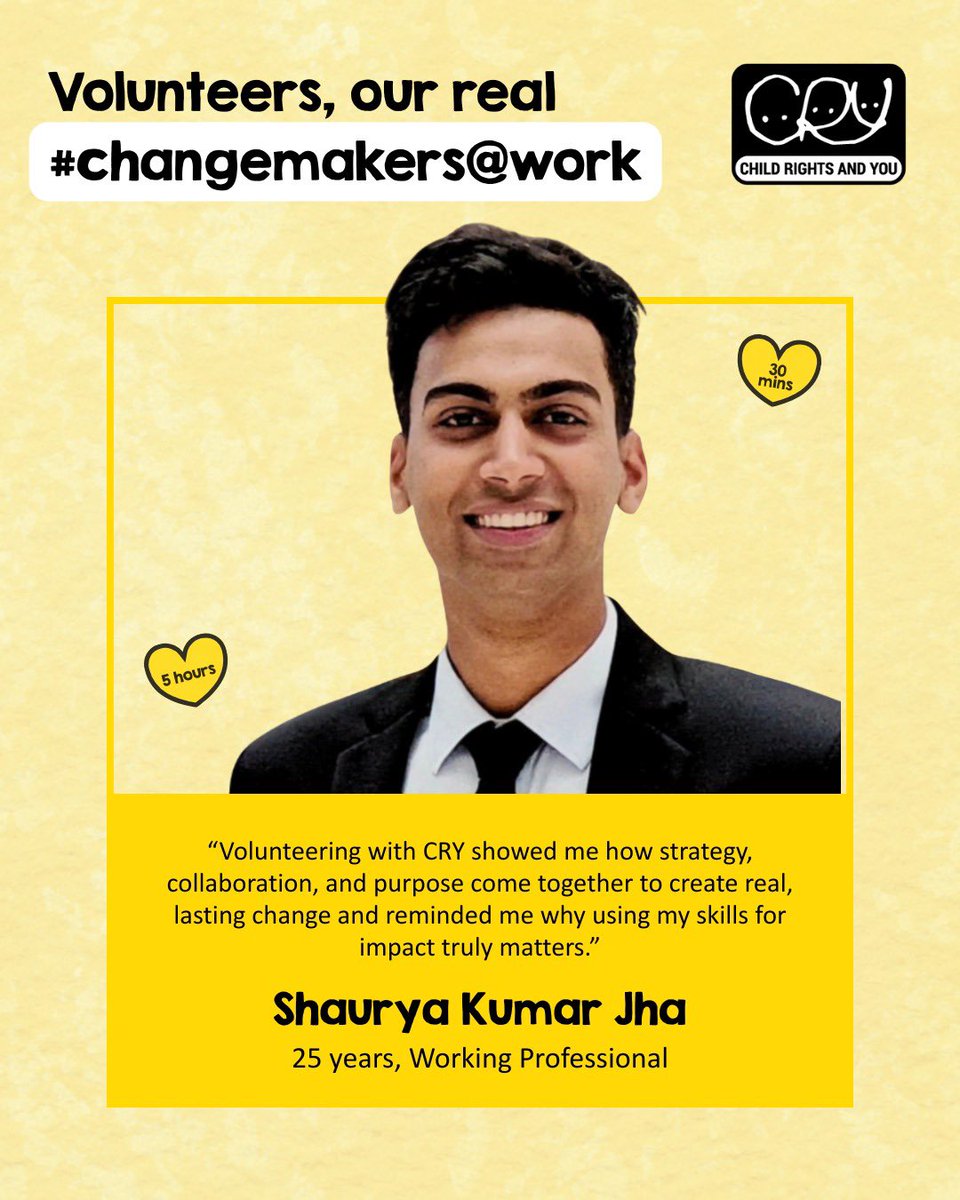 CRYINDIA's tweet photo. For Shaurya, volunteering with the Special Projects team meant stepping into work that blended strategy, collaboration, and impact and seeing up close how thoughtful systems and collective effort drive long-term change for children. https://t.co/ix9PNe2MXS
