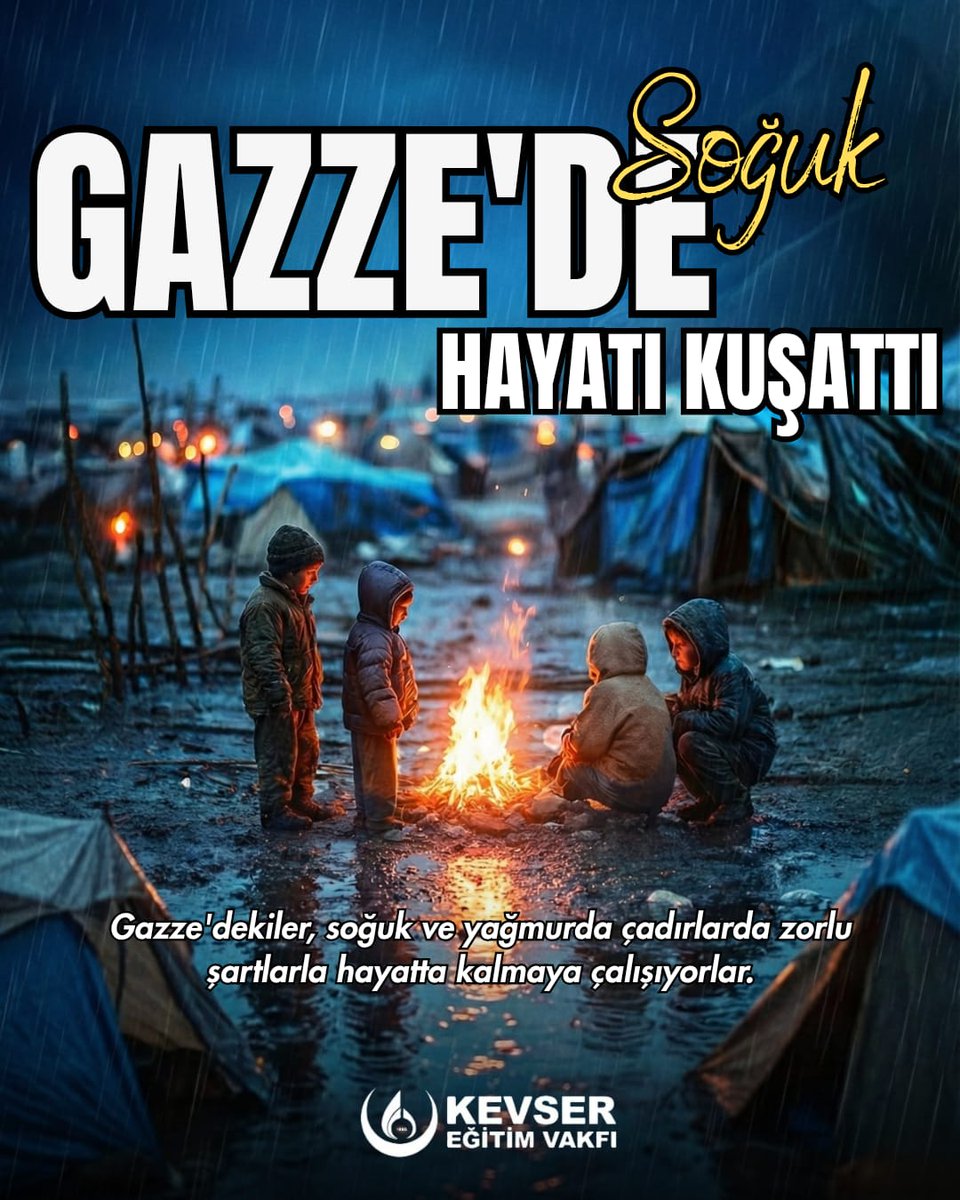 Dondurucu soğuklar, Gazze’de bir sessiz işgale daha dönüştü.
Yıkılmış evlerin ve incecik çadır kumaşlarının ardında, binlerce insan sadece açlıkla değil, dondurucu kış şartlarıyla da savaşıyor. Soğuk, hayatın her alanını kuşatmış durumda.