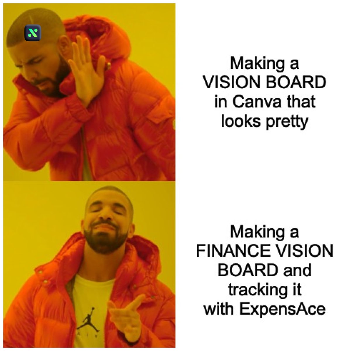 expensace's tweet image. Vision boards hit different when there's real money behind them. Pretty pictures? Cool. Pretty pictures + ExpensAce tracking = results.

#RelatableFinance #MoneyMeme #GenZHumor #ExpensAce #2026Goals #SavingsFail #BudgetLife #FinanceWithFun #MoneyMatters