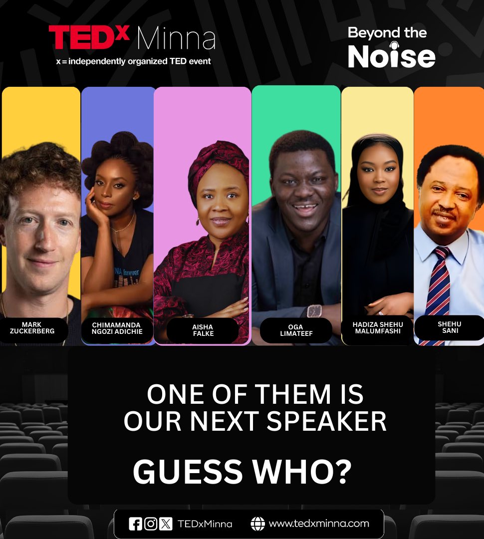 The last Guess Our Speaker was too easy

This time- we crossed 7 seas and lands to bring something difficult 

To make this challenge a challenge. 

If you think you are up to it, let’s have your answer in the comment section 

#TEDxMinna #BeyondTheNoise
#TEDx #TEDx2025 #TEDxTalk