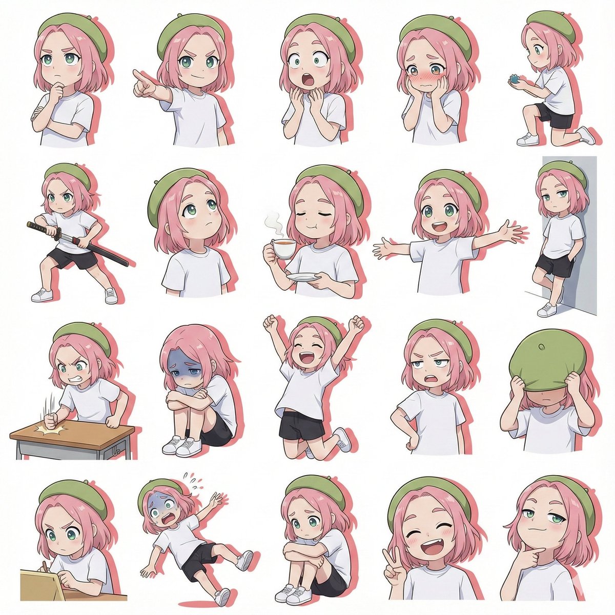 やっぱこれだね！
ナノバナナの時もやったけど、プロナノバナナはレベチ！！

プロンプト👇️

添付の画像をベースにして、以下の20個のパターンで連続して作成して
腕を組んで考える（Thinking with arms crossed）
指を差して自信満々（Pointing confidently）

続く↓