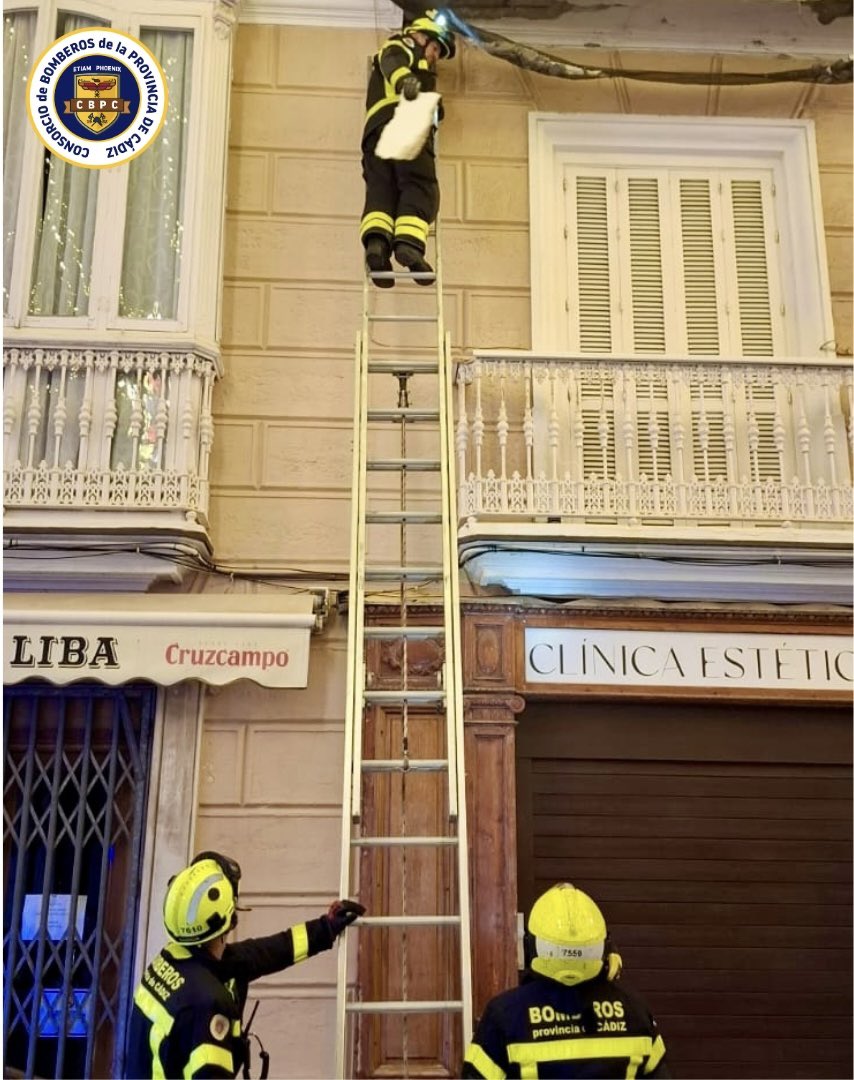 BomberosCbpc's tweet image. 🗓️2/1/26⏰21.30h

Salidas del parque de #Cádiz requerido por #PolicíaLocal 

Saneado de #balcón desprendido en C/Ancha y retirada de cascotes

Saneado de #techo de escayola desprendido en edificio de C/Alegría y balizado de la zona

🚒3🧑🏼‍🚒9

 #CBPC