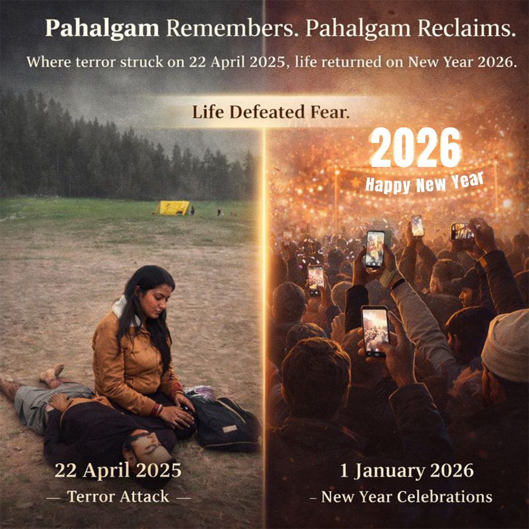 Asif21223's tweet photo. Pahalgam remembers. Pahalgam reclaims.
22 April 2025 vs 1 January 2026—where terror sought to divide, life reunited. From darkness to celebration, the valley shines again.

#LifeDefeatedFear #Pahalgam #NewYear2026 #KashmirRising #HopeAndHealing https://t.co/1fVGWAcQ7c