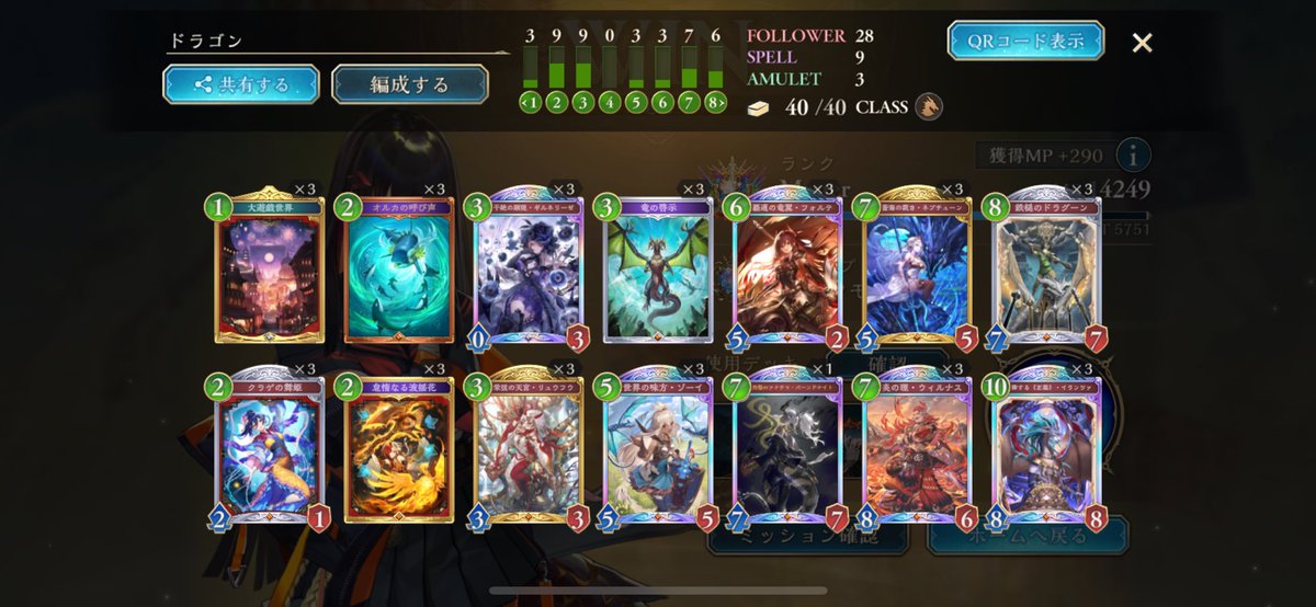 Shadow8verse's tweet image. 威圧ランプドラめっちゃ楽しい。
マリガンは、3コスブースト札以外は返す。
8/7/7が実質ウィルナスとして機能してる。
守護ビショに弱いから、7/7/7をピン。