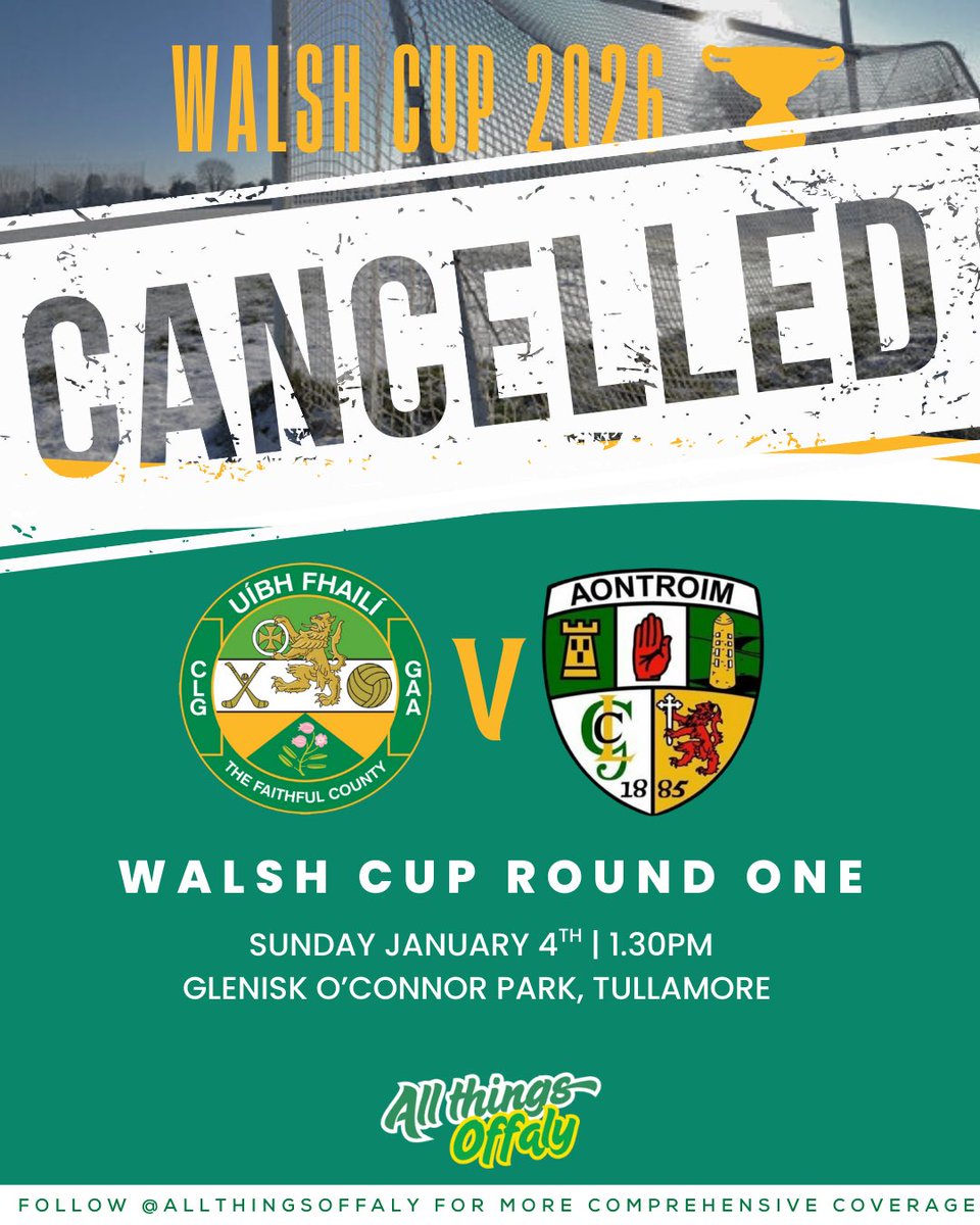 AllThingsOffaly's tweet image. ❄️❄️❄️

@Offaly_GAA and @AontroimGAA falls foul to the cold weather, with O’Connor Park being frozen.