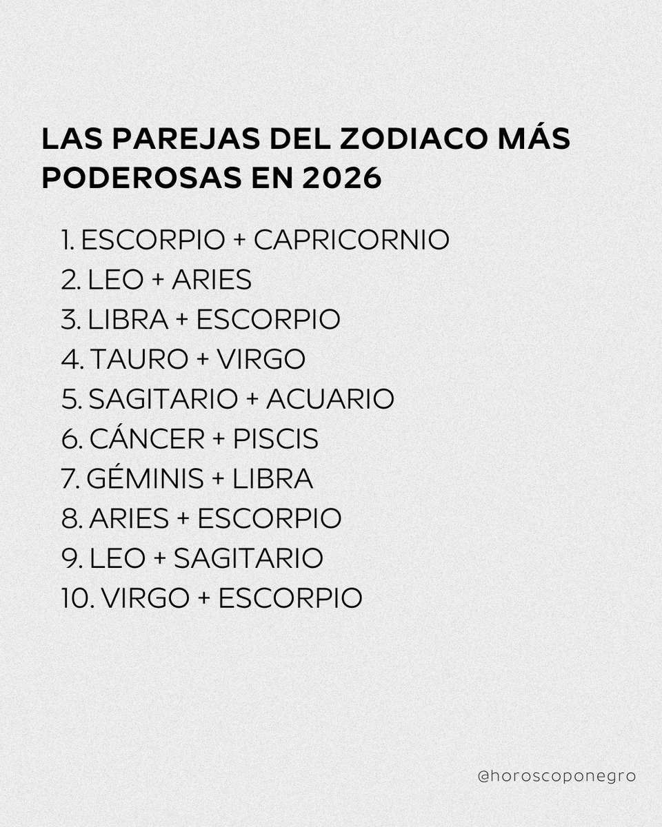 horoscoponegro's tweet image. Las parejas más poderosas del Zodiaco en 2026 🖤