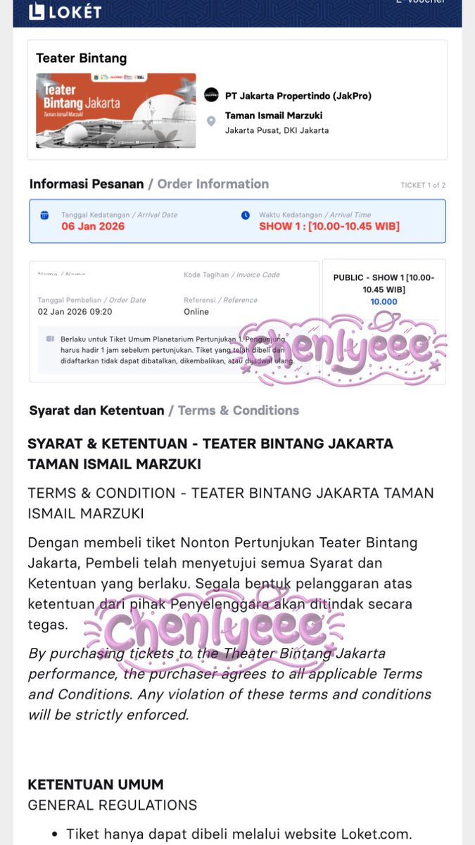chenlyeee's tweet image. WTS Jastip Jaswar war Tiket Teater Bintang Jakarta Taman Ismail Marzuki - Planetarium

PUBLIC SHOW 1 2 TIX 6 JANUARI
Pake data pribadi 
selfpayment
TRUSTED 
TESTI IN PINNED

Wts wtb jastip jaswar war tiket teater bintang #zonauang #teater #planetarium