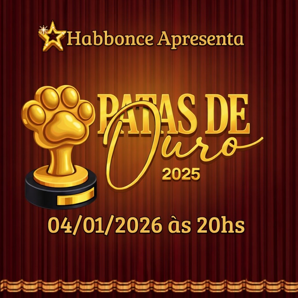 ✨AWARDS PATAS DE OURO HABBONCE 🏆🐾✨

O Awards Patas de Ouro da Habbonce acontecerá hoje no dia 04/01.

🕗 20:00 (BR)/ 00:00(PT)
📍Rádio Habbonce

Com emblema exclusivo do evento, sorteios de raros LTD e muito mais…☺️

Contamos com sua presença! 💜