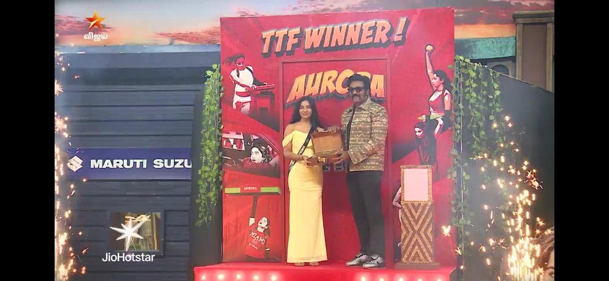 xKingAllan's tweet photo. The second woman to win TTF in the history of this Big Boss show 

History has been made 

For all the slut shaming, character assassination and emotional turmoil you went through .... #AuroraSinclair still stood tall 

🔥🔥🔥

#BiggBoss9Tamil #BiggBossTamil9 https://t.co/1zORXZOWxo