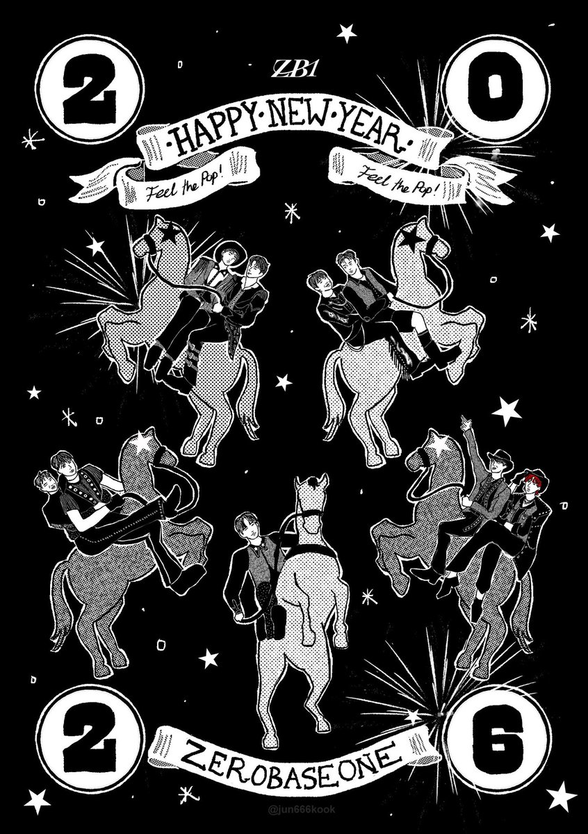 jun666kook's tweet image. Zerobaseone - Feel The POP! × 2026 Year of The Horse 🐎 #zb1fanart #zb1 #zerobaseone
