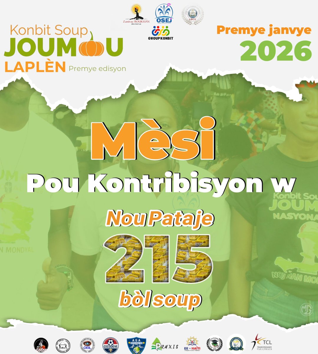 PierreMarcBAPT1's tweet photo. Yon gwo siksè pou 1e Edisyon Konbit Soup JOUMOU Laplèn nan Lise Divivye, Site Solèy! 🍲🇭🇹 Gras ak sipò nou,nou pataje:
✅ 215 bòl soup
✅ Konferans deba
✅ Jwèt ak tèt ansanm
Mèsi ak tout moun ki te pote kole pou selebre kilti ak endepandans nou. Ansanm nou pi fò! ✨#SoupJoumou https://t.co/L58wsqoltw