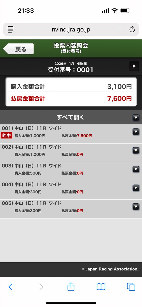 1_2_jump's tweet photo. 一年の計は金杯にありということで運試し程度にちょっとだけ https://t.co/5nes2b8DdC