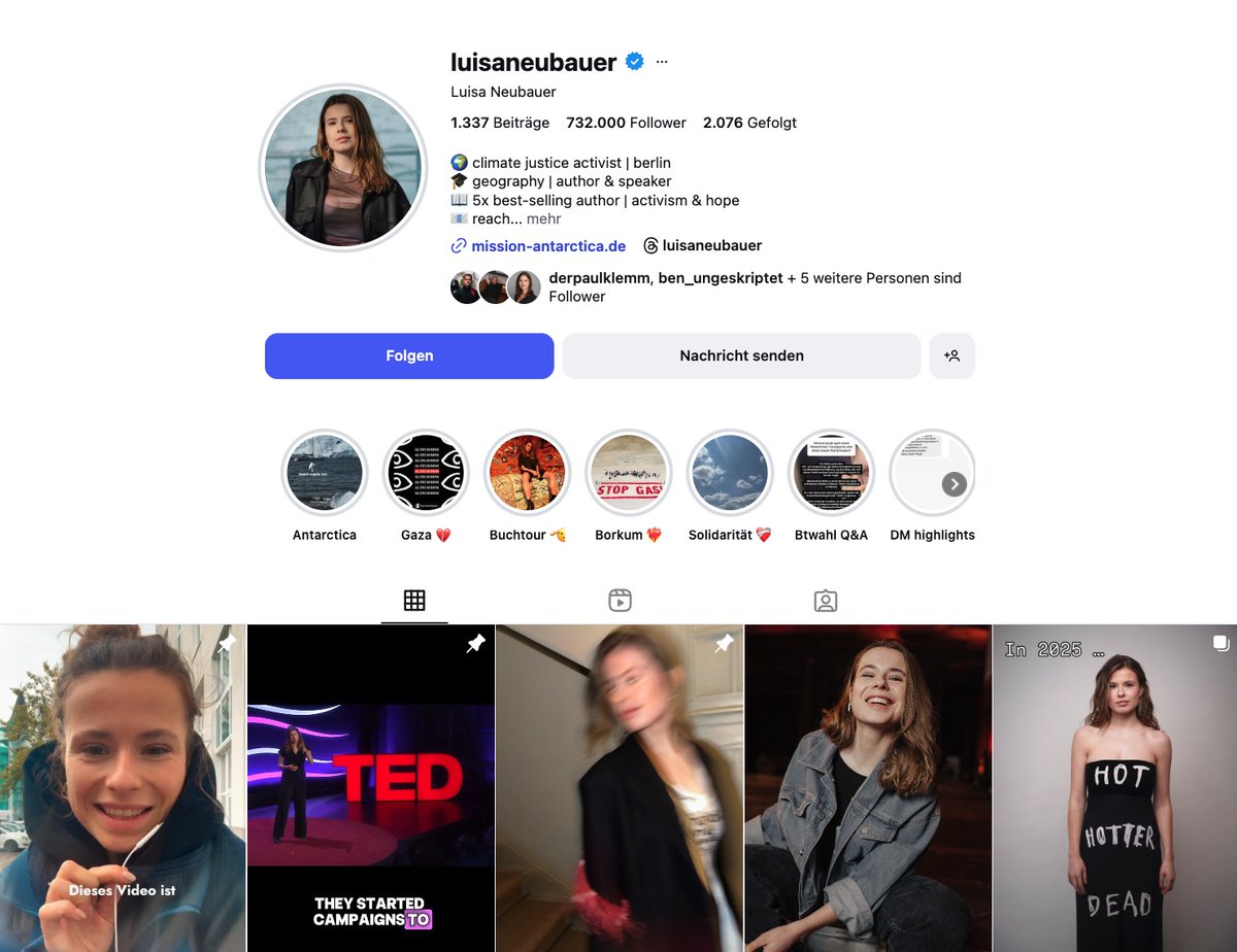 Rich kid Luisa Neubauer lebt in Berlin, kann für jeden Müll zur Spontandemo aufrufen, faselt immer wieder etwas von "Solidarität" und hat bis jetzt einfach gar nichts zu Berlin gebracht: Keine Hilfsangebote, kein Aufruf zur Hilfe, einfach nichts. 

Das einzige: Ich, Ich, Ich.