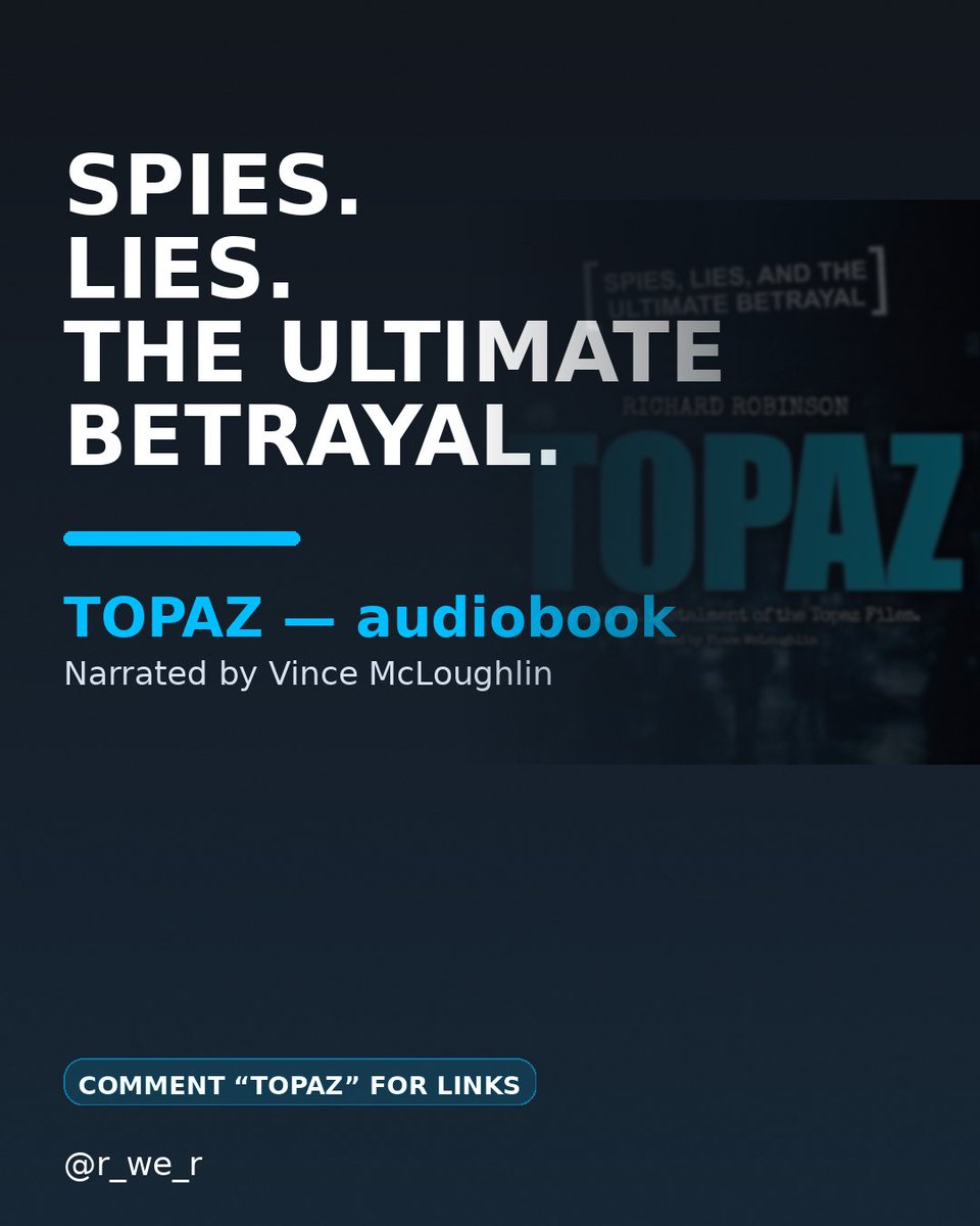 TheTopazFiles's tweet image. TOPAZ, the first Topaz Files thriller is now on audiobook 

Spies, lies, and the ultimate betrayal. Belfast. Informers. Double-crosses. Cat-and-mouse tension.

🎧 Audible, Amazon, Spotify, Kobo, Apple

#Audiobook #SpyThriller #SpyFiction #ThrillerBooks #UKAuthors #NorthernIreland