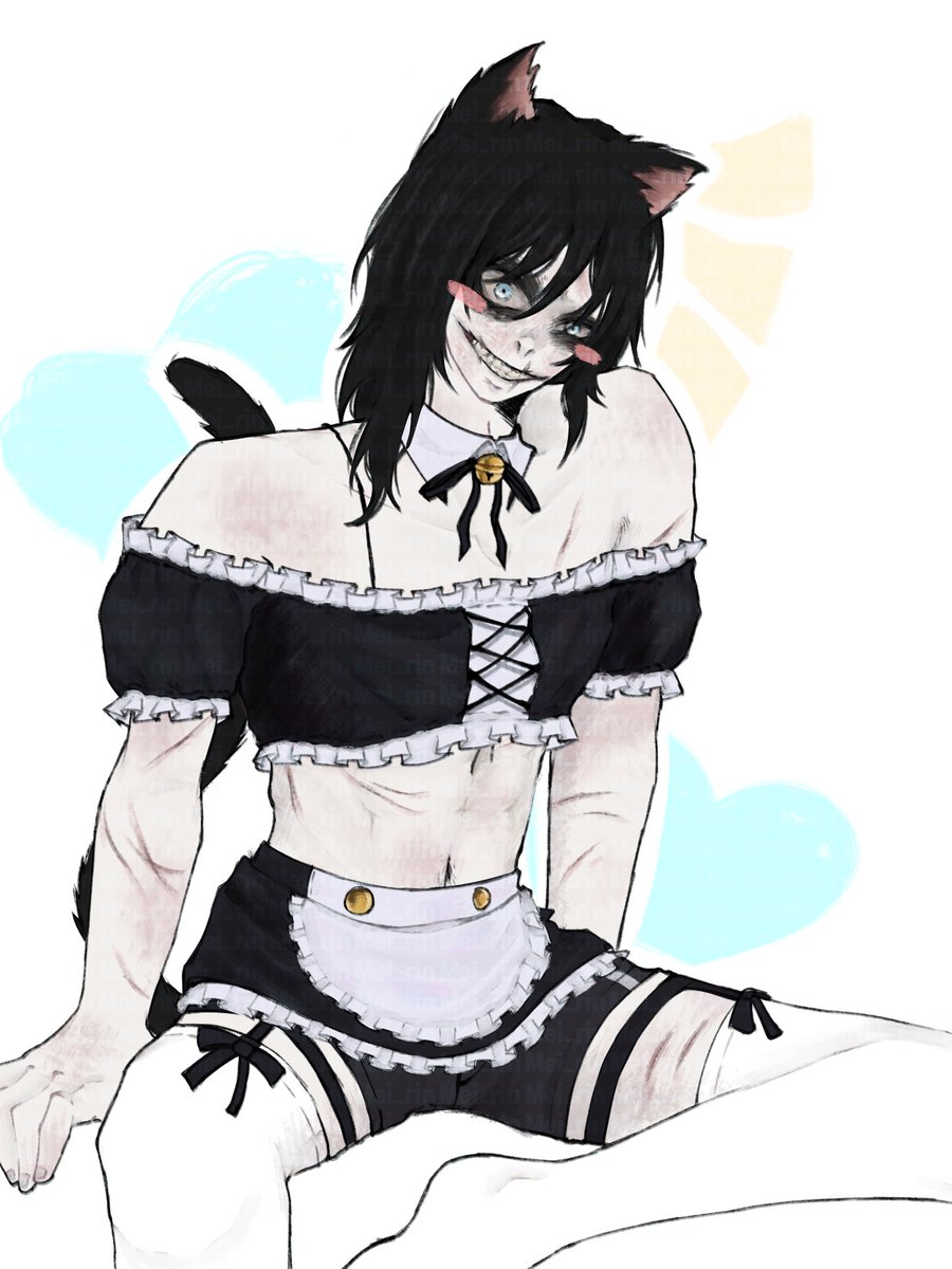 _mei_rin's tweet photo. Is my first post gonna be catboy Jeff in a maid dress and half naked? Hell yes.

#Jeff #JeffTheKiller #JefferyWoods #creepypasta #catboy #maiddress #Jeffx01Canontrust #IloveJeffsm #slightlynsfw #drawing #digitalart #fanart #Creepypastafanart #creepypastansfw https://t.co/RzmjqBDUmj